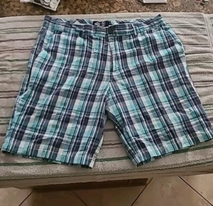 Canterbury of New Zealand Chino Shorts Men's 38 Aqua/ Gray Plaid Casual - Picture 1 of 4