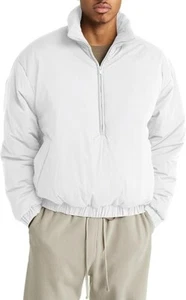 Steppjacke Herren Half Zip Winter Freizeit Wattiert Pullover Gr. Small in Weiß - Bild 1 von 9