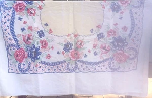 Vintage MCM Baumwolle Druck Tischdecke rot weiß blau grün & gelb 45" x 75" - Bild 1 von 9