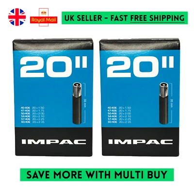 IMPAC  BMX Inner Tubes - 20" AV2040/60-406  SCHRADER VALVE 35MM x2 - Image 1 of 4