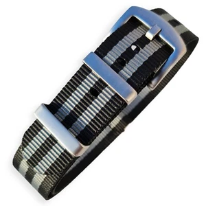 NATO Strap Armband 22 mm grau Schwarz verbesserte mattierte Schliesse 007 9511 - Bild 1 von 12