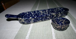 Bennington Potters VT Blue Agate 1966 "The Banneton and Little Crock" CONJUNTO SIN USAR - Imagen 1 de 8