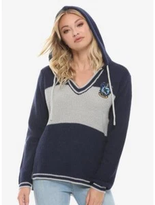 Suéter Harry Potter Mujer M Mediano Azul Ravenclaw Con Capucha Tejido Cuello en V - Imagen 1 de 2
