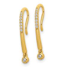14K Yellow Gold Diamond Drop Dangle Wire Earrings