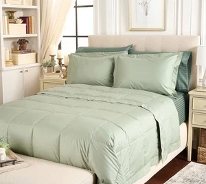 Northern Nights Shadow Dot Cotton 650FP Down Blanket Comforter Sets Iceberg Gree - Picture 1 of 1