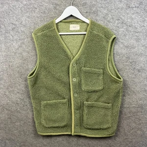 Chaqueta Folk Para Hombres Grande Verde Peluche Polar Sherpa Chaleco Calentador Chaleco Tareas Top - Imagen 1 de 10