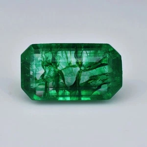 Green Emerald Zambian Emerald Cut 13-15 Ct Natural Loose EGL Certified Gemstone - Picture 1 of 3