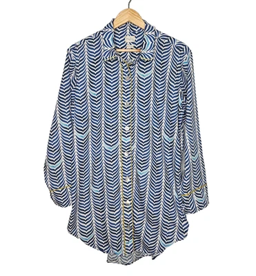 Camisa para dormir THE LAZY POET Boyfriend XL estampado Sissy Ocean abotonada 100 % algodón Foto 1 de 4