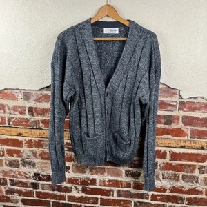 Vintage Pringle of Scotland Sweater Mens Large Gray Wool Blend Cardigan Knit 90s - Picture 1 of 5