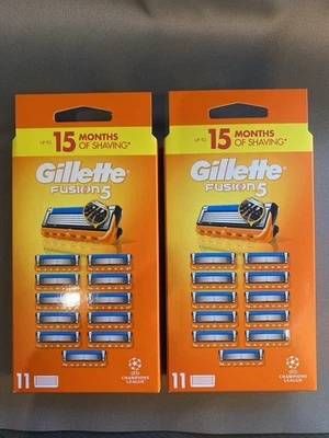 2 X  GILLETTE FUSION 5   11 BLADES XXL PACK NEW & SEALED 100% GENUINE FREEPOST - Image 1 of 4