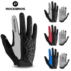 ROCKBROS Cycling Full Finger Gloves MTB Motorcycle Gel Pad Touch Screen Gloves - Picture 1 of 18