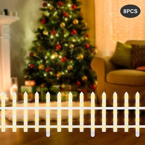 8 PCS Fence Garden Lights Panels Christmas Decor Edging Lawn Picket Fence Lights - Picture 1 of 24
