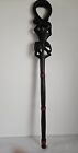 African Wood Carved Lion And Elephant Walking Cane 36L 1 1 4W Black And Red