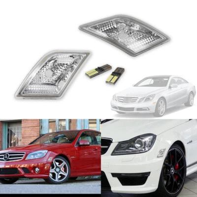 White LED Bumper Side Marker Lights For 08-11 Mercedes Benz W204 C250 C300 C350 - Image 1 of 4