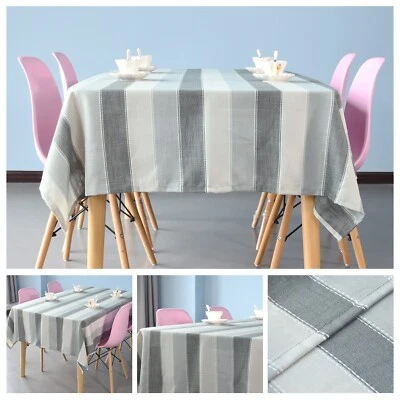 Grey Linen Tablecloth 100% Polyester 305GSM Durable Cover for Cafes Restaurants - Image 1 of 4