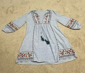 Zara Größe M bestickte Tunika mit Knöpfen, Quasten und Taschen - Bild 1 von 6