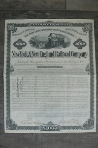 1882 New York & New England Railroad 1000 $ Stock / Bond Certificate Top! - Bild 1 von 2