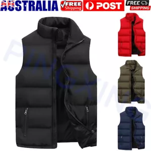 Men Fashion Zip Up Warmer Gilet Waistcoat Winter Warm Puffer Quilted Vest Jacket - Picture 1 of 15