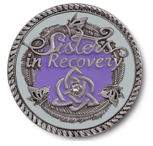 Moneda lila Sisters in Recovery/Never Alone Again AA/NA/12 pasos recuperación - Imagen 1 de 3