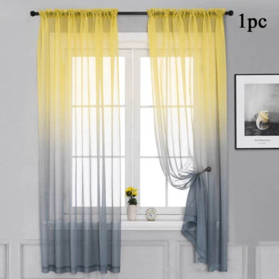 Gradiente Translúcido Voile Ventana Elegancia Cortinas Tratamiento Cortina Decoración del Hogar⇓ Foto 1 de 4