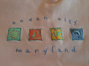 OCEAN CITY MARYLAND PEACH Felpa MAGLIONE Donna Taglia XL PESCA - Foto 1 di 5