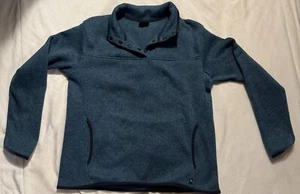 Eddie Bauer Sweater Womens Size LARGE 1/4 Snap Blue Pullover - Picture 1 of 5