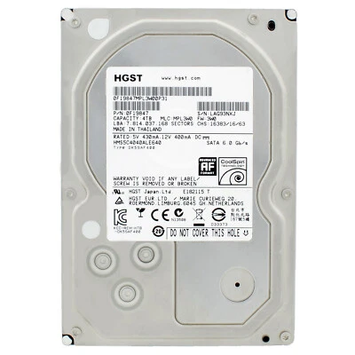 HGST NAS Hard Drive 4TB HMS5C4040ALE640 5700 RPM 64MB SATA 3.5 Inch - Image 1 of 4