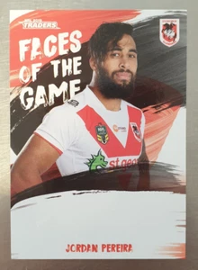2019 NRL Traders Faces of the Game Jordan Pereira Card FG51/64 Illawarra Dragons - Bild 1 von 2