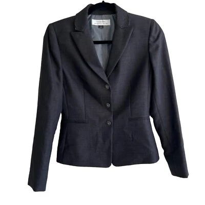 Chaqueta Blazer Tahari Mujer Azul Marino Manga Larga Dos Botones Cuello Encaje Talla 2 Foto 1 de 4