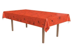 4 Spider Web Table Covers Bulk Lot Halloween Party Supplies Orange Black Spooky - Picture 1 of 5