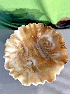 Imperial Glass Carmel Brown Slag Windmill Bowl 8" EXCELLENT Condition - Picture 1 of 6