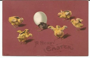 Frohe Ostern schlüpfende Küken veröffentlicht 1909 Vintage Postkarte - Bild 1 von 2