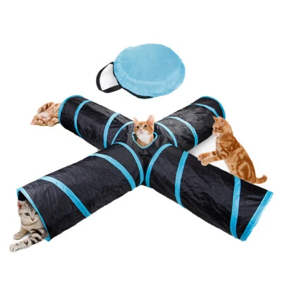 EPaw Collapsible Cat Tunnel 4 Way Interactive Indoor Cats Peek Hole Kitten Toys - Image 1 of 4