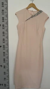 Ladies Ted Baker Size 3 UK 12 Light Pink Gem Detail Occasion Dress - Picture 1 of 6