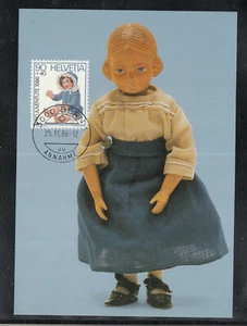 Suiza tarjeta máxima 1986 - juguete infantil: muñeca de pie - Imagen 1 de 1
