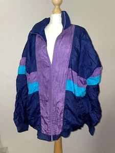 Shell Suit Jacket L Large Blue Retro Look - Picture 1 of 7