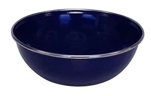Enamel Bowl 16 cm Diam 5cm Depth Blue Speckled  S/Steel Rim Kitchen camping - Bild 1 von 3