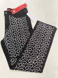 Womens Guess Jeans Girly G-Stone Rhinestone Slim Black Pants 28x28 Sz 6 $158 - Picture 1 of 9
