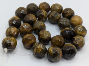 Gold Tiger Eye Beads - 16mm Facetted Round - 15in strand - Imagen 1 de 8