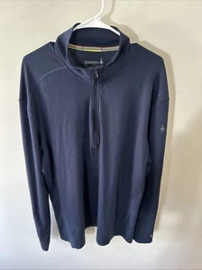Smartwool Shirt Mens XXL Classic All Season Base Layer 1/4 Zip Navy Lightweight - Picture 1 of 5
