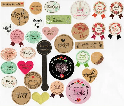 Sticker Aufkleber Label "HANDMADE" versch. Designs Auswahl Deko Hobby DIY - Bild 1 von 4