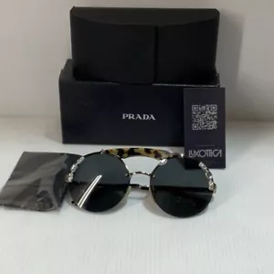 Gafas de sol Prada Mujer Spr 52u 18N lentes redondas marco dorado hechas en Italia - Imagen 1 de 8
