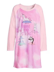 Wonder Nation Girls SIZE XS 4-5 Long Sleeve Fleece Sleep Gown Starfish Pink - Picture 1 of 5