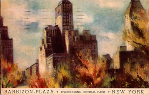 Vintage 1947 Barbizon Plaza Central Park New York City Postkarte Anleihen kaufen Briefmarke - Bild 1 von 2