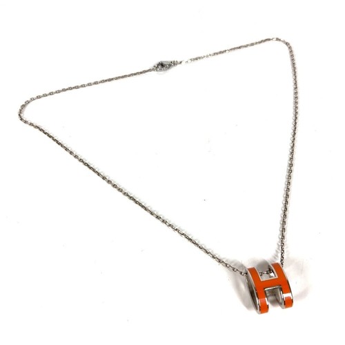 HERMÈS HERMES Accessori Pop Ash Catena Logo H Collana Metallo Arancione Argento