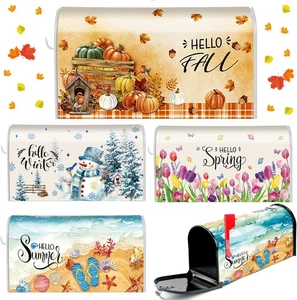 4 Pcs Mailbox Covers Magnetic Standard Size 18 X 21 Inch Hello Spring Summer Aut - Picture 1 of 6