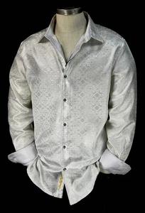 Robert Graham Noble Touch $598 White Tonal Silk Jacquard Limited Edition XL - Picture 1 of 12