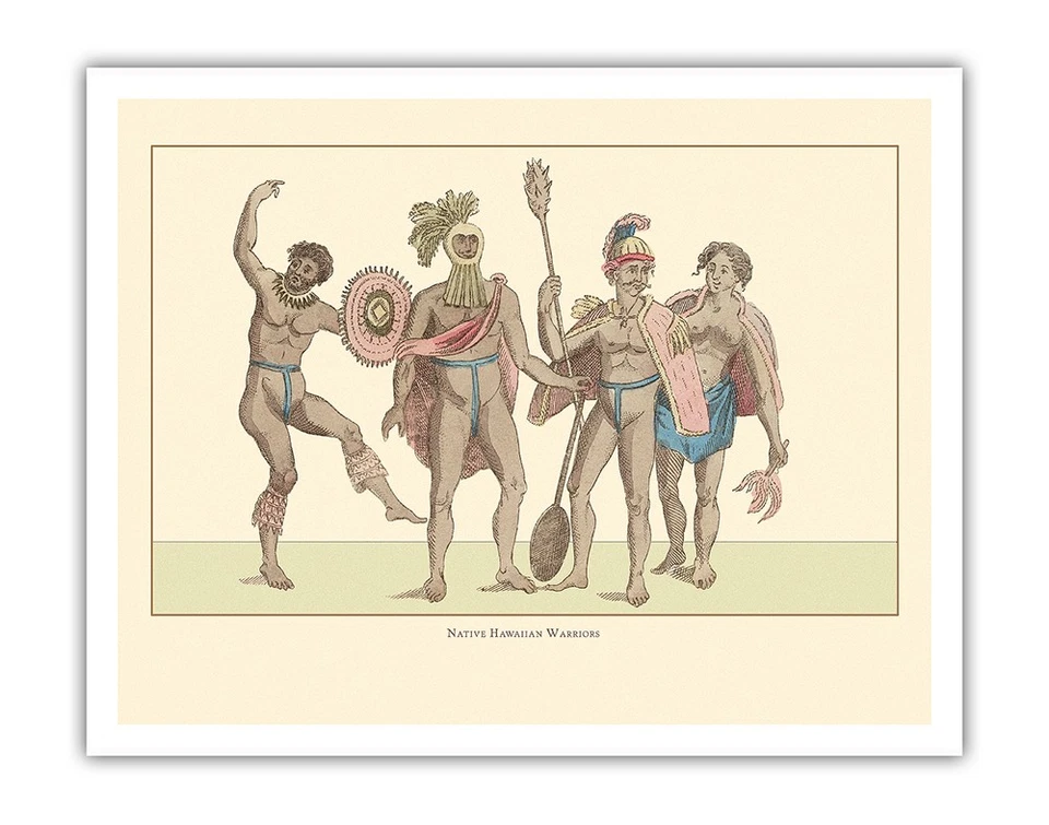 Guerreros nativos hawaianos - Imagen cultural de colección de los isleños del Pacífico 1811 Foto 1 de 1