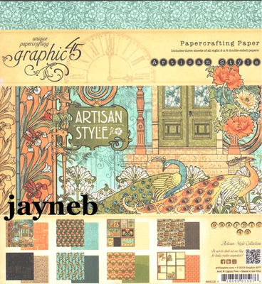 Graphic 45 Artisan Style 8 x 8  Paper Pad New 24 sheets!! - Image 1 of 4