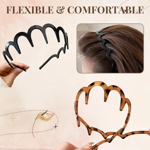 Non Slip Wavy Hairband U Shape Hair Comb High Cranium Headband for Women Girls - Picture 1 of 14